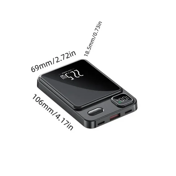 10000mAh Magnetic Wireless Power Bank, Portable 5V 2.1A Fast Charging Power Bank, Large Capacity Mobile Power Bank Compatible with Android & iPhone - Image 2